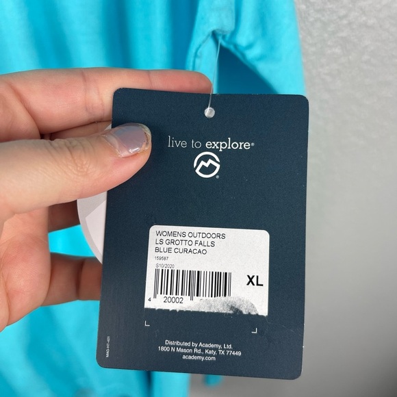 NWT Magellan WOMENS XL long Sleeve Boyfriend Fit Outdoors Top Shirt Blue Pull On - Picture 5 of 8